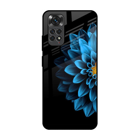 Half Blue Flower Redmi Note 11 Glass Back Cover Online