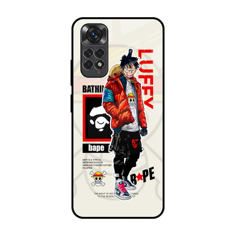 Bape Luffy Redmi Note 11 Glass Back Cover Online