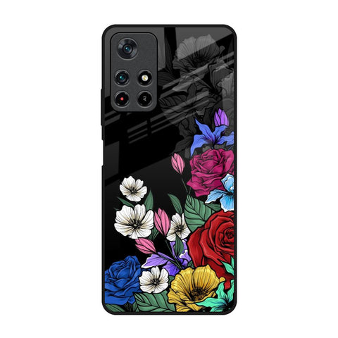Rose Flower Bunch Art Redmi Note 11T 5G Glass Back Cover Online