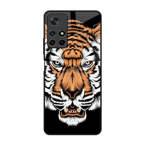 Angry Tiger Redmi Note 11T 5G Glass Back Cover Online