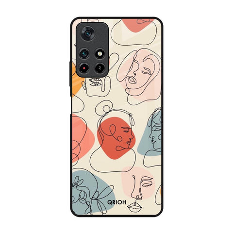 Abstract Faces Redmi Note 11T 5G Glass Back Cover Online