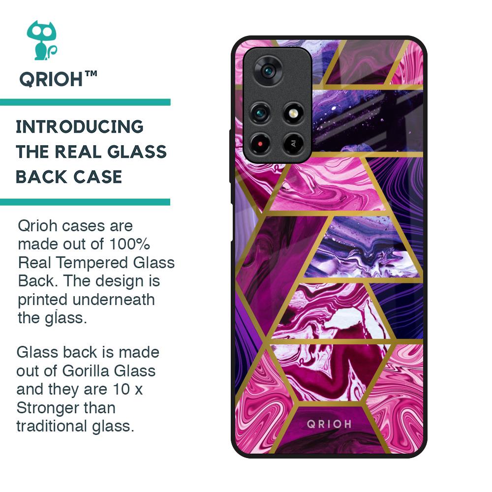 Electroplated Geometric Marble Glass Case for Redmi Note 11T 5G