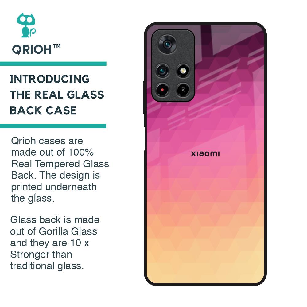 Geometric Pink Diamond Glass Case for Redmi Note 11T 5G