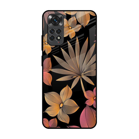 Lines Pattern Flowers Redmi Note 11S Glass Back Cover Online