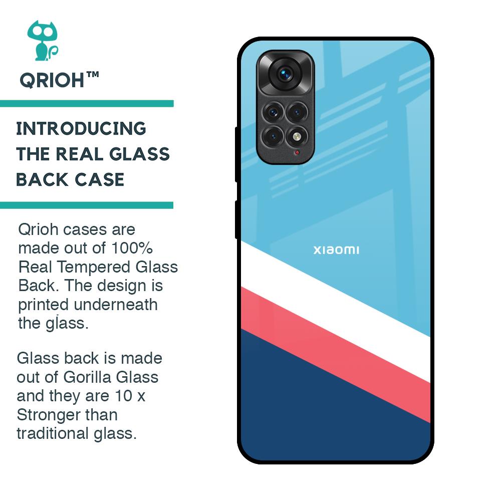 Pink & White Stripes Glass Case For Redmi Note 11S