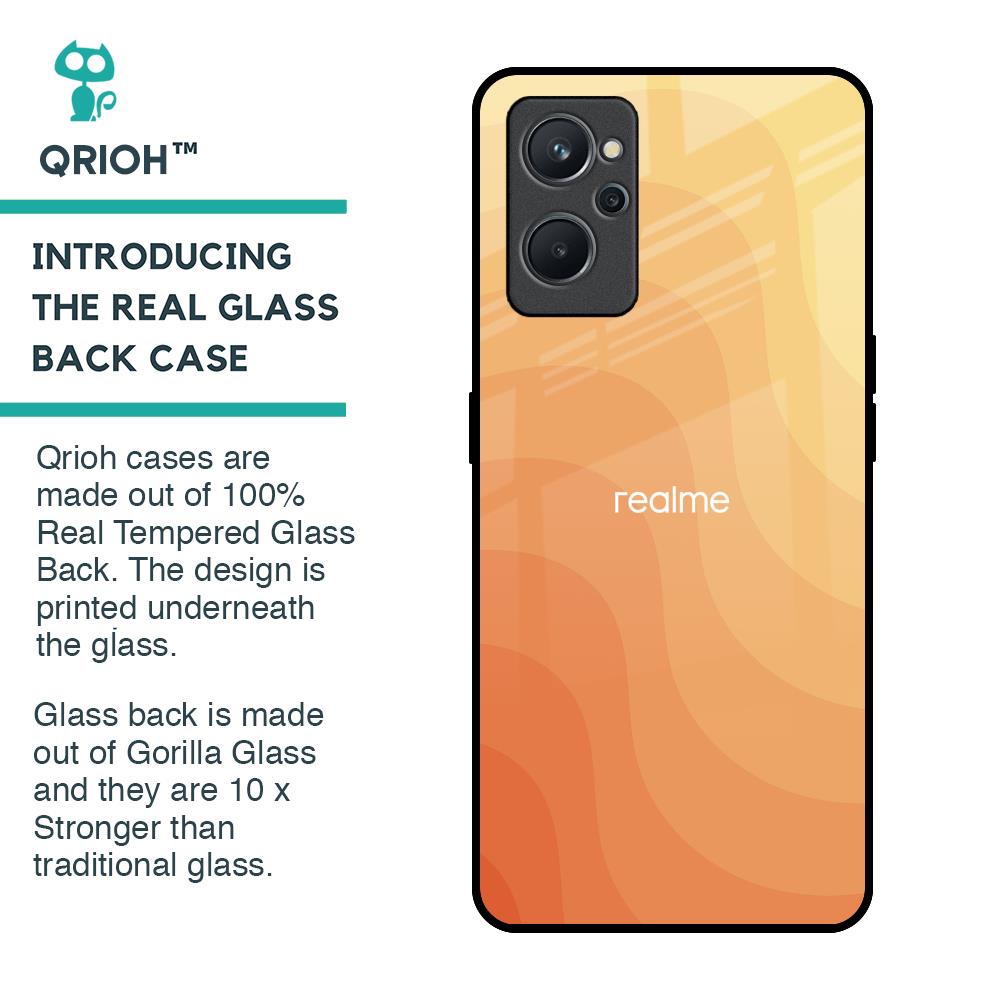 Orange Curve Pattern Glass Case for Realme 9i