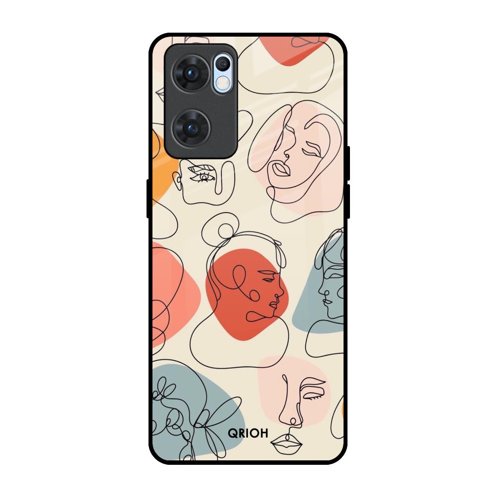 Abstract Faces Oppo Reno7 5G Glass Back Cover Online