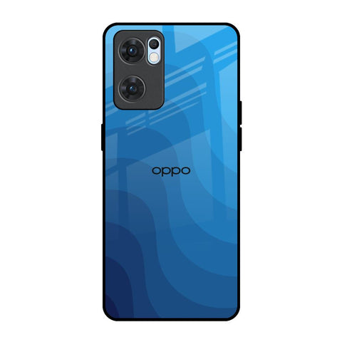 Blue Wave Abstract Oppo Reno7 5G Glass Back Cover Online