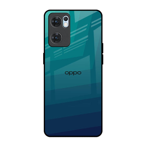 Green Triangle Pattern Oppo Reno7 5G Glass Back Cover Online