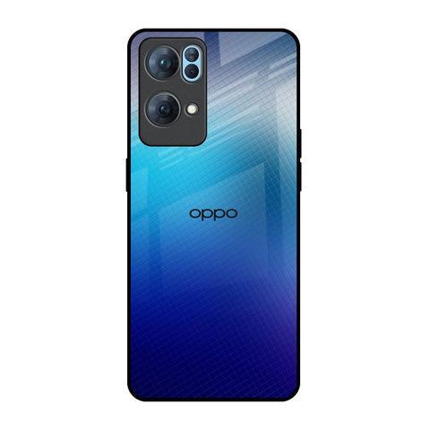 Blue Rhombus Pattern Oppo Reno7 Pro 5G Glass Back Cover Online