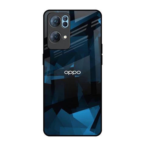 Polygonal Blue Box Oppo Reno7 Pro 5G Glass Back Cover Online