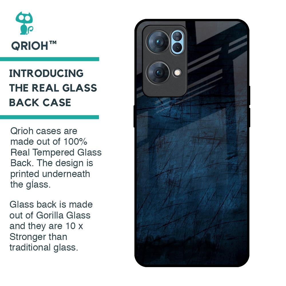 Dark Blue Grunge Glass Case for Oppo Reno7 Pro 5G