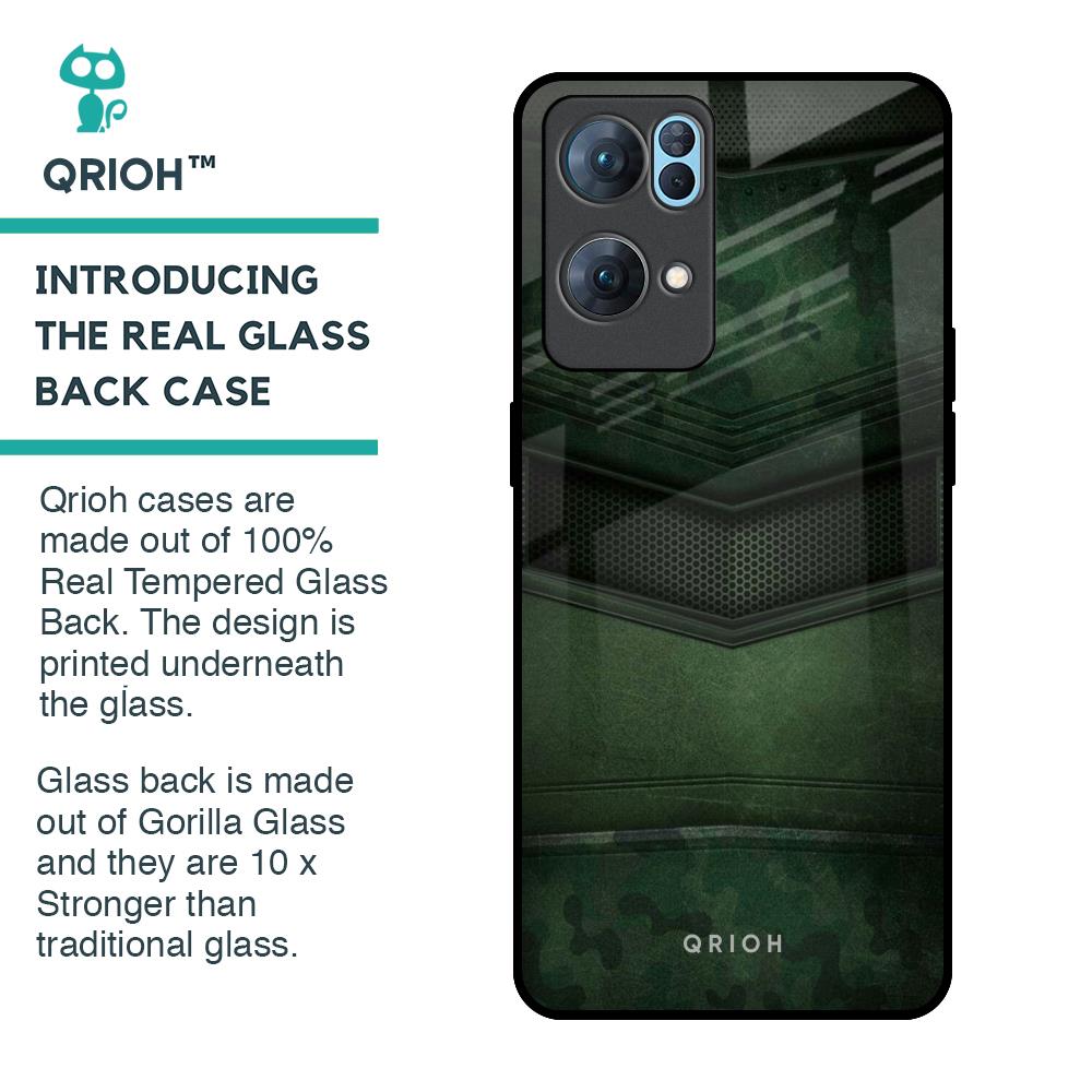 Green Leather Glass Case for Oppo Reno7 Pro 5G