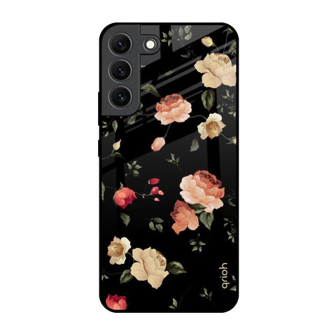 Black Spring Floral Samsung Galaxy S22 5G Glass Back Cover Online