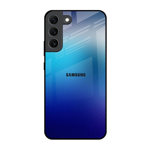 Blue Rhombus Pattern Samsung Galaxy S22 5G Glass Back Cover Online