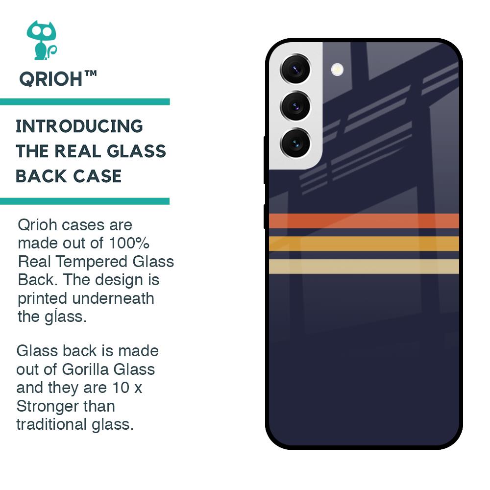 Tricolor Stripes Glass Case For Samsung Galaxy S22 5G