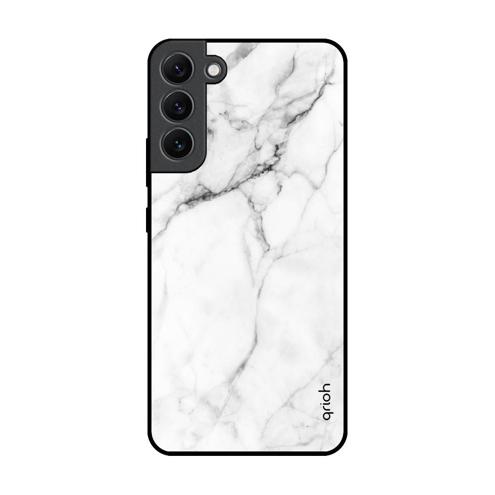 Modern White Marble Samsung Galaxy S22 Plus 5G Glass Back Cover Online