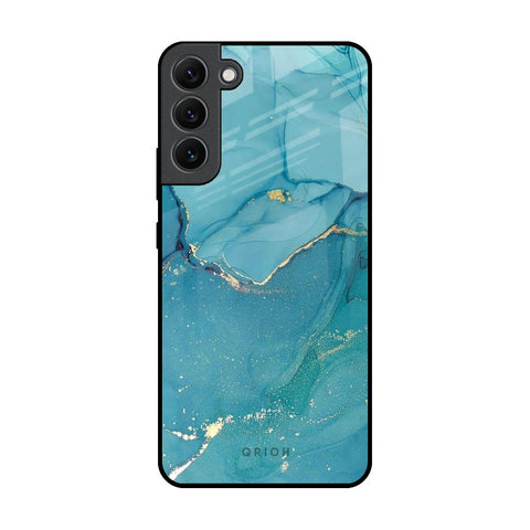 Blue Golden Glitter Samsung Galaxy S22 Plus 5G Glass Back Cover Online