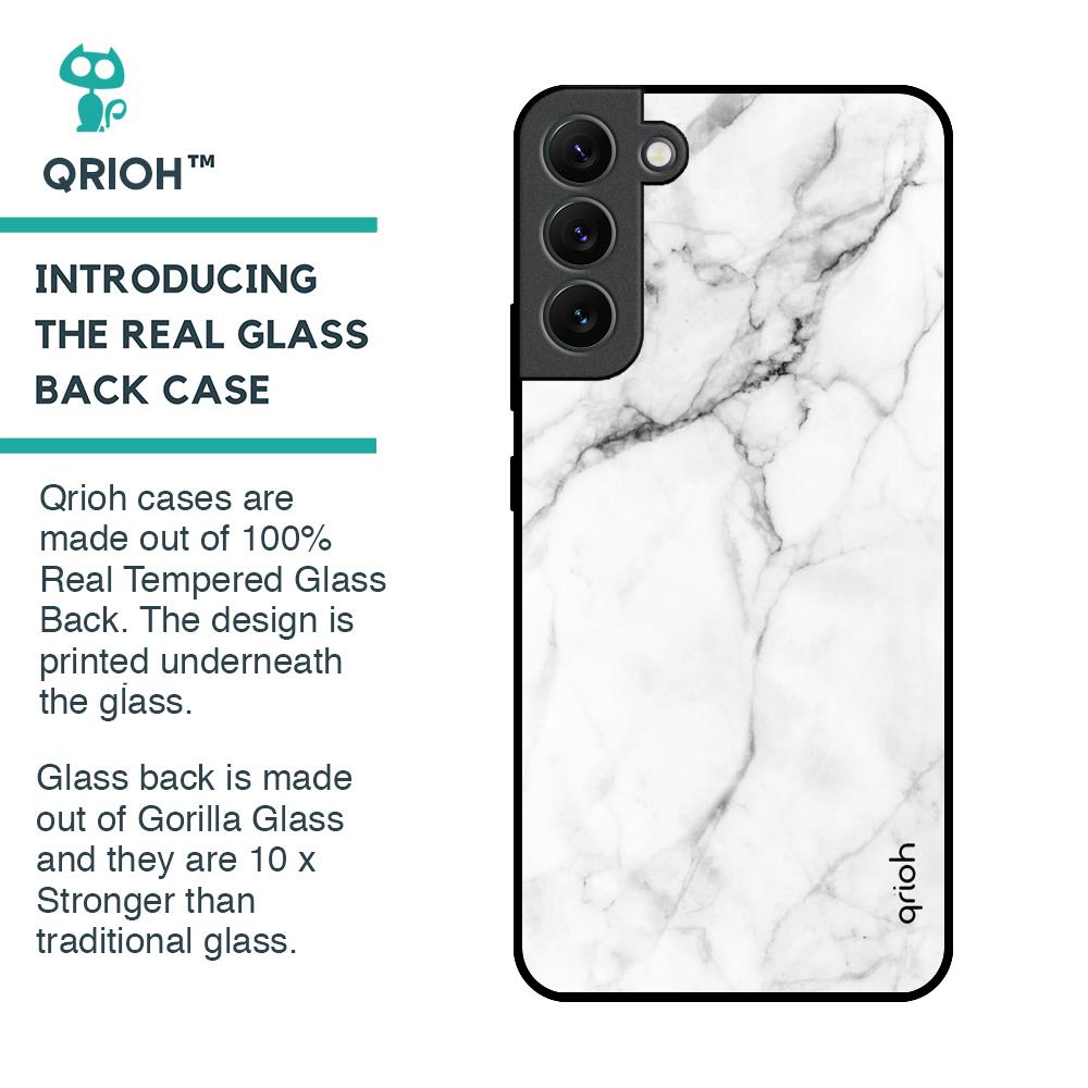 Modern White Marble Glass Case for Samsung Galaxy S22 Plus 5G