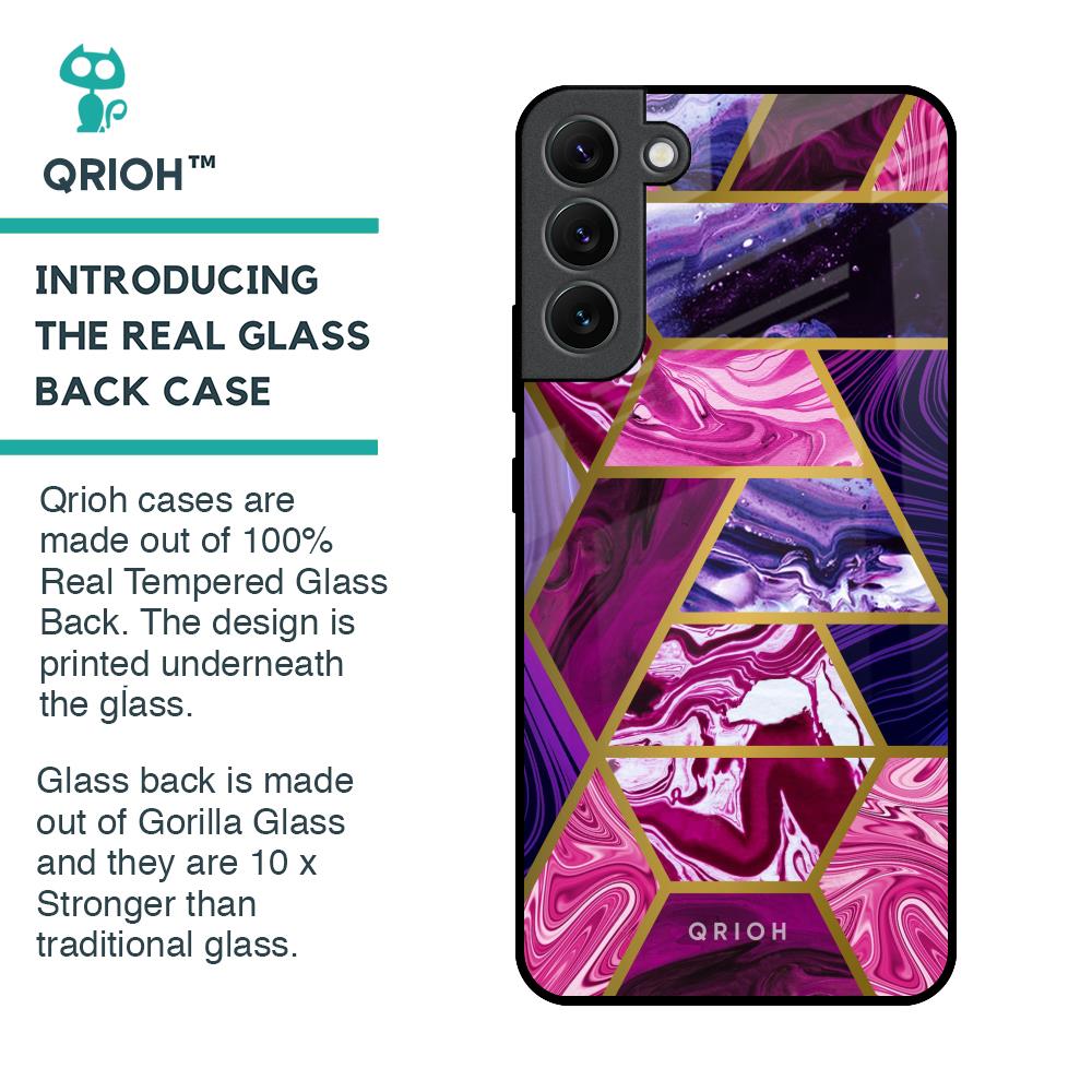 Electroplated Geometric Marble Glass Case for Samsung Galaxy S22 Plus 5G