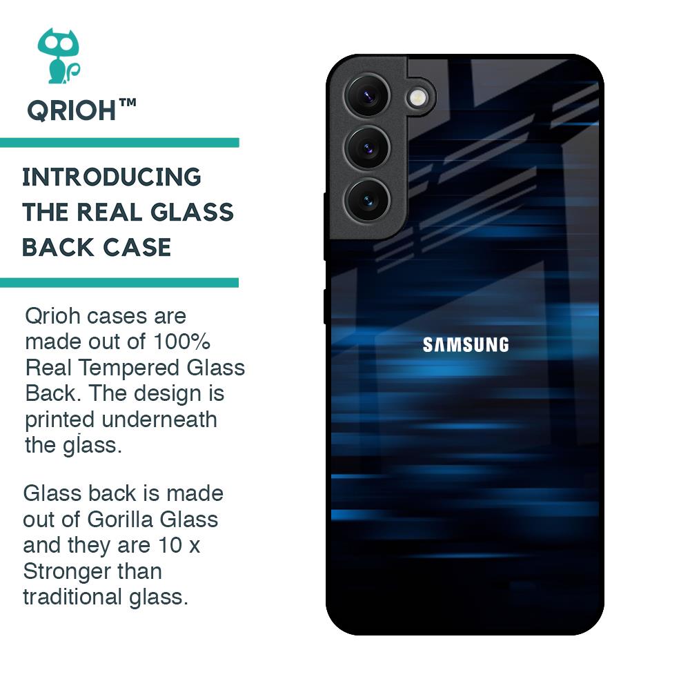 Blue Rough Abstract Glass Case for Samsung Galaxy S22 Plus 5G