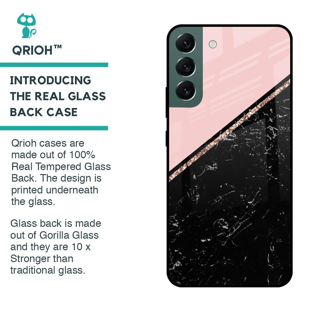 Marble Texture Pink Glass Case For Samsung Galaxy S22 Plus 5G