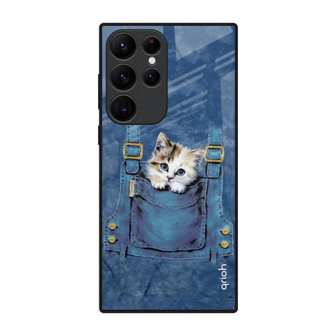 Kitty In Pocket Samsung Galaxy S22 Ultra 5G Glass Back Cover Online
