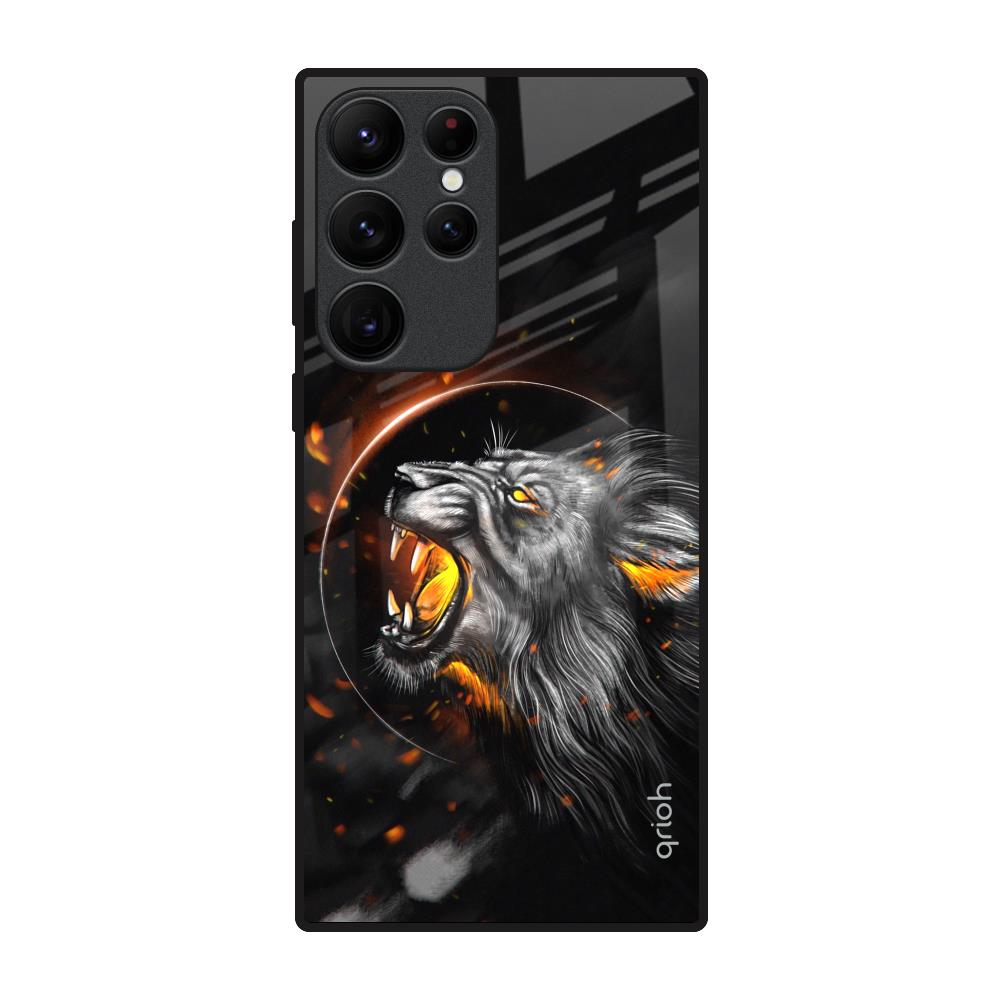 Aggressive Lion Samsung Galaxy S22 Ultra 5G Glass Back Cover Online