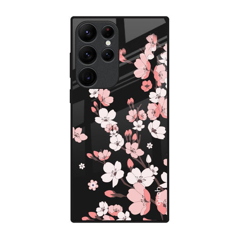 Black Cherry Blossom Samsung Galaxy S22 Ultra 5G Glass Back Cover Online