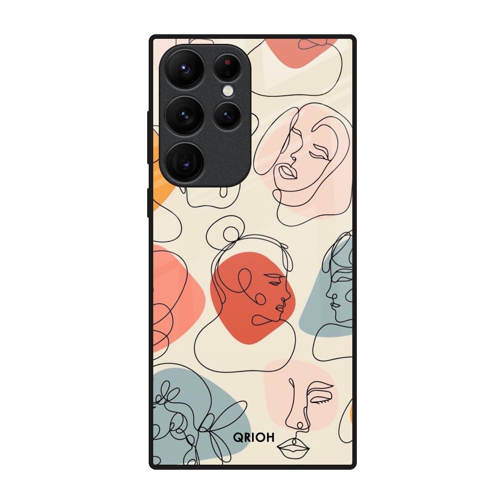 Abstract Faces Samsung Galaxy S22 Ultra 5G Glass Back Cover Online