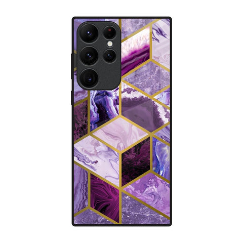 Purple Rhombus Marble Samsung Galaxy S22 Ultra 5G Glass Back Cover Online