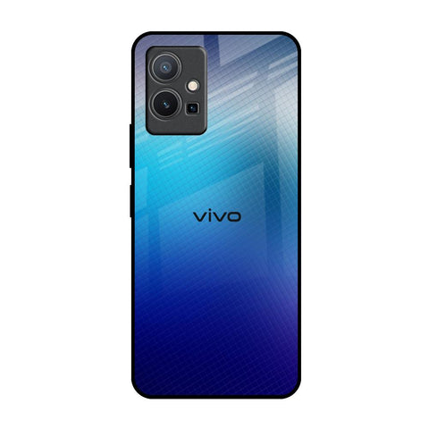 Blue Rhombus Pattern Vivo Y75 5G Glass Back Cover Online