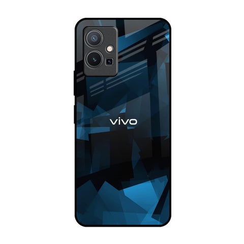 Polygonal Blue Box Vivo Y75 5G Glass Back Cover Online