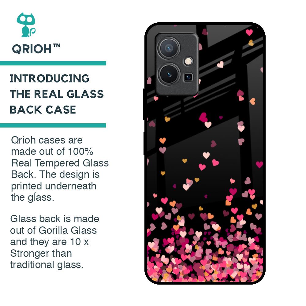 Heart Rain Fall Glass Case For Vivo Y75 5G
