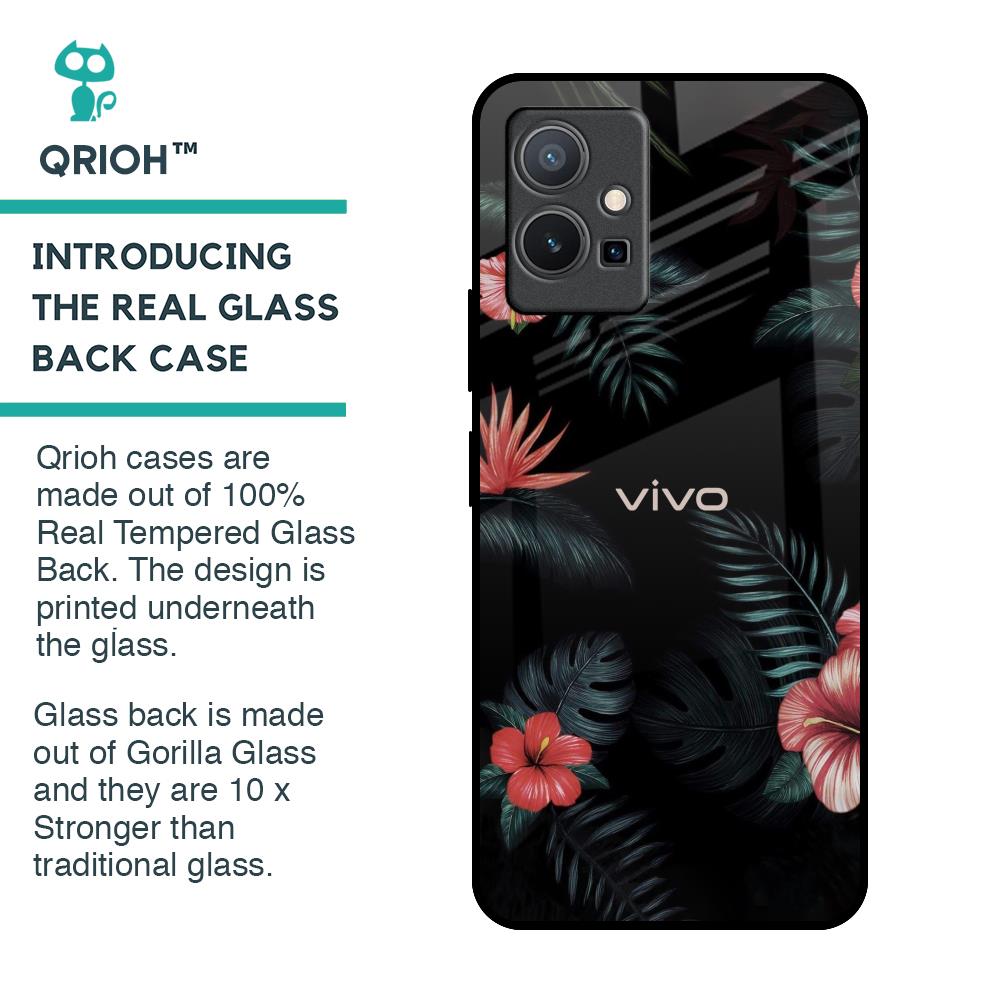 Tropical Art Flower Glass Case for Vivo Y75 5G