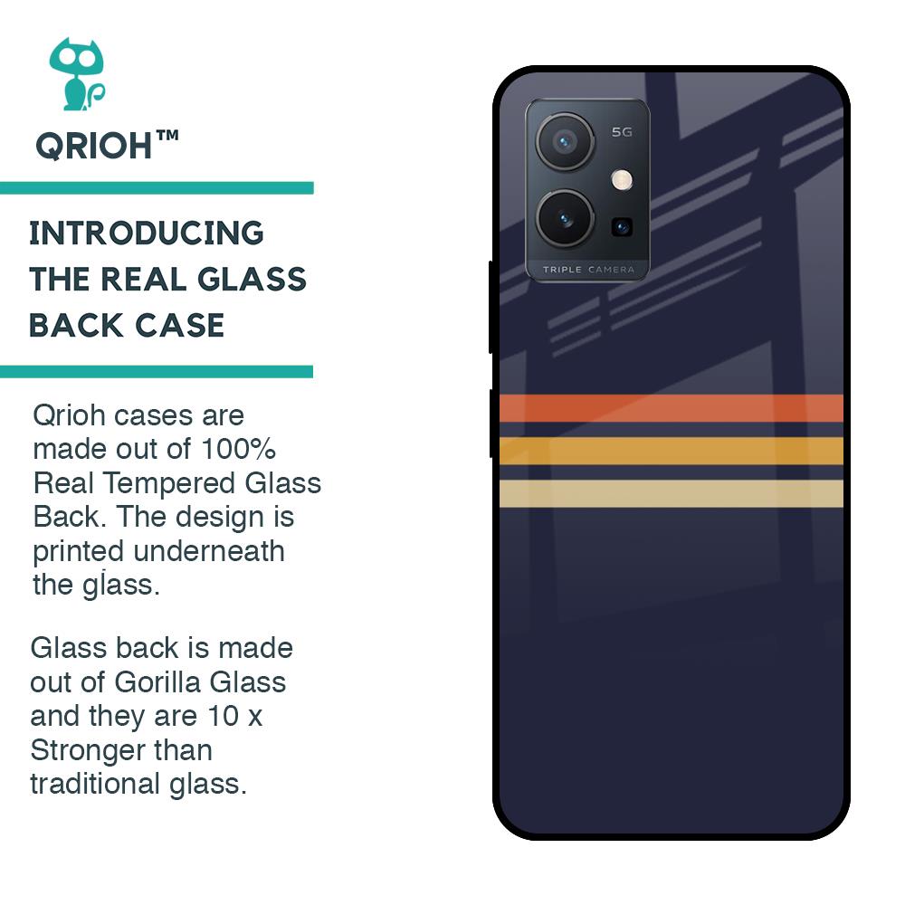 Tricolor Stripes Glass Case For Vivo Y75 5G
