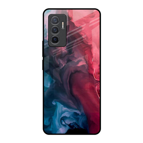 Blue & Red Smoke Vivo V23e 5G Glass Back Cover Online