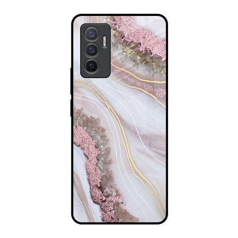 Pink & Gold Gllitter Marble Vivo V23e 5G Glass Back Cover Online