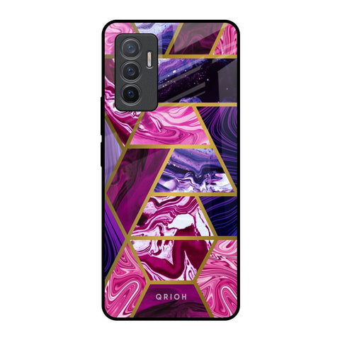 Electroplated Geometric Marble Vivo V23e 5G Glass Back Cover Online