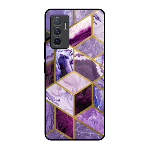 Purple Rhombus Marble Vivo V23e 5G Glass Back Cover Online
