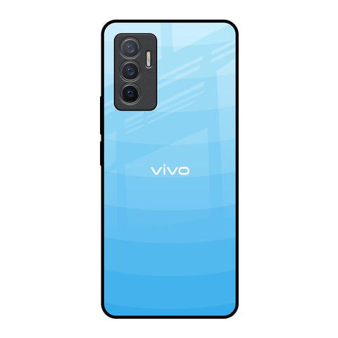 Wavy Blue Pattern Vivo V23e 5G Glass Back Cover Online