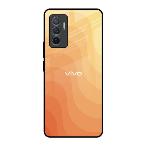 Orange Curve Pattern Vivo V23e 5G Glass Back Cover Online