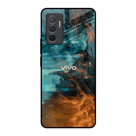 Golden Splash Vivo V23e 5G Glass Back Cover Online