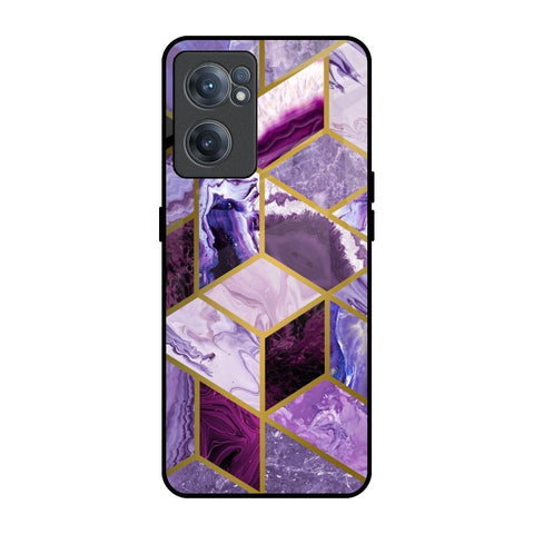 Purple Rhombus Marble OnePlus Nord CE 2 5G Glass Back Cover Online
