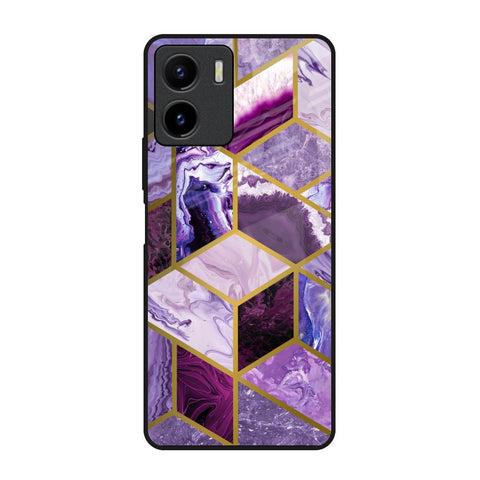 Purple Rhombus Marble Vivo Y15s Glass Back Cover Online