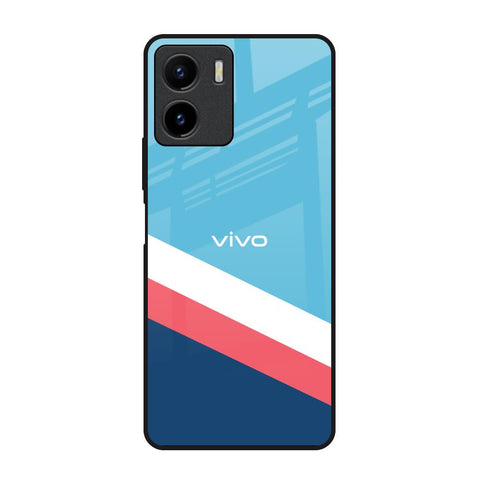 Pink & White Stripes Vivo Y15s Glass Back Cover Online