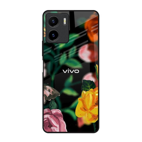 Flowers & Butterfly Vivo Y15s Glass Back Cover Online