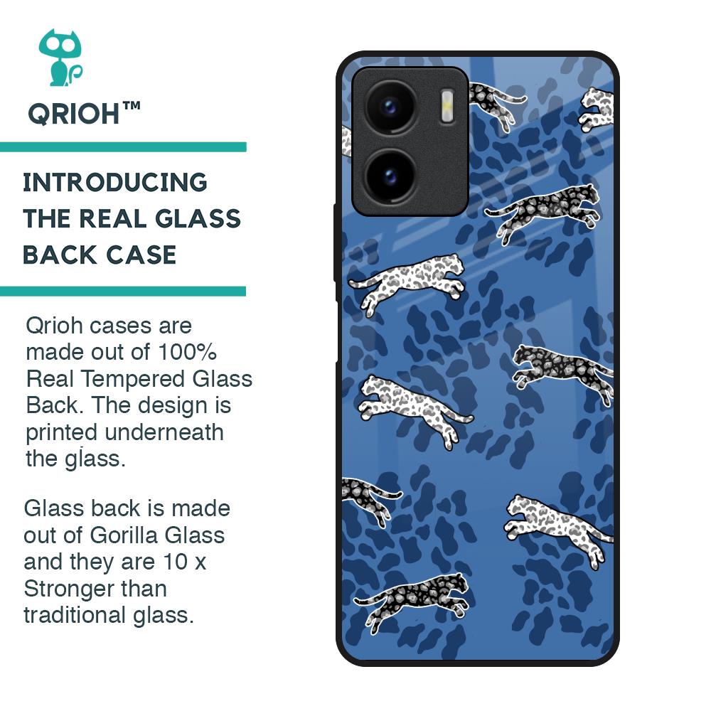 Blue Cheetah Glass Case for Vivo Y15s