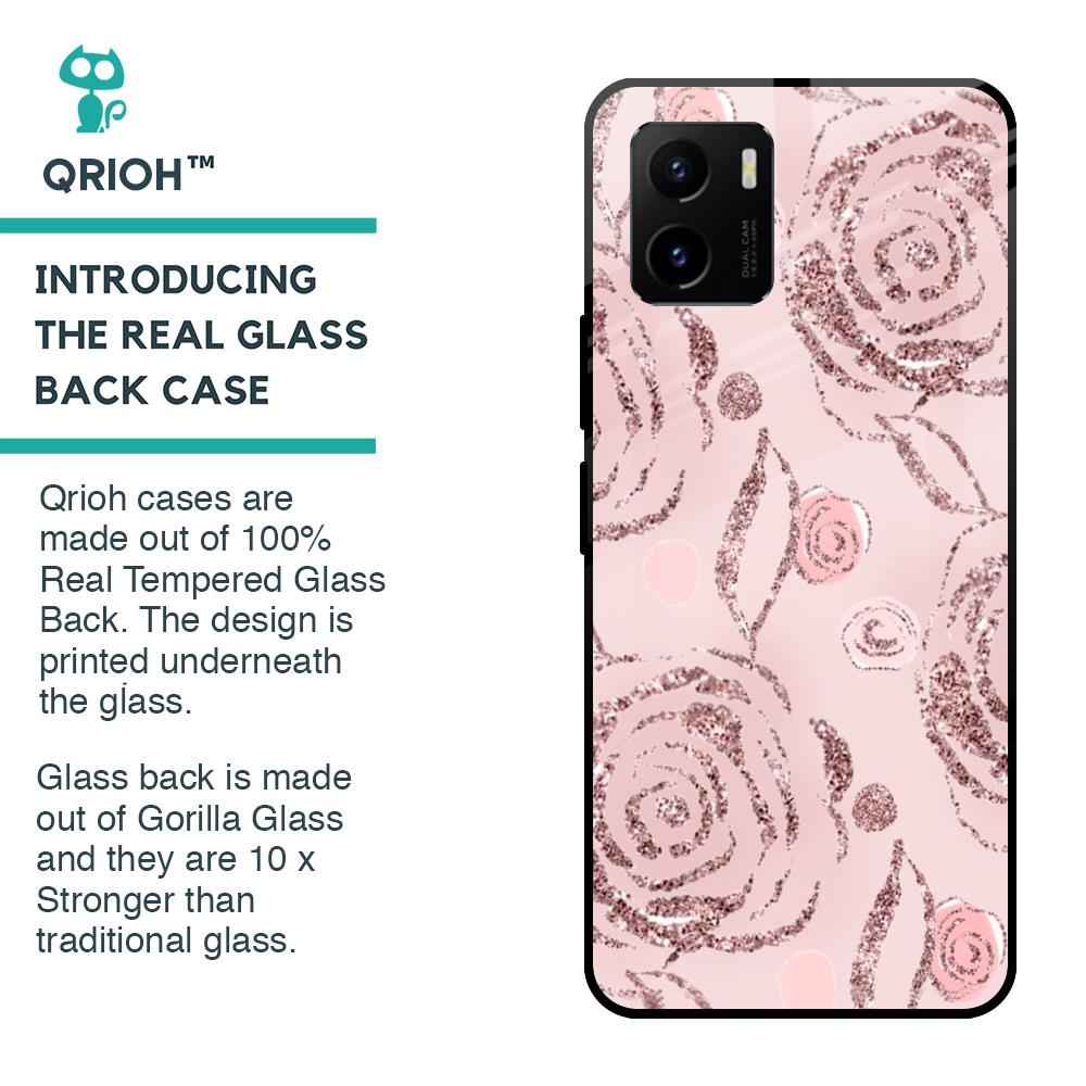 Shimmer Roses Glass case for Vivo Y15s