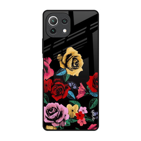 Floral Decorative Mi 11 Lite NE 5G Glass Back Cover Online